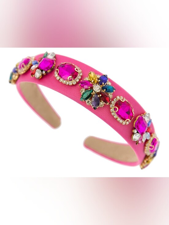 Accessories - Baroque Embellished Hot Pink Multi Jeweled Headband